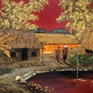 lacquer paintings by Vũ Huy Mến